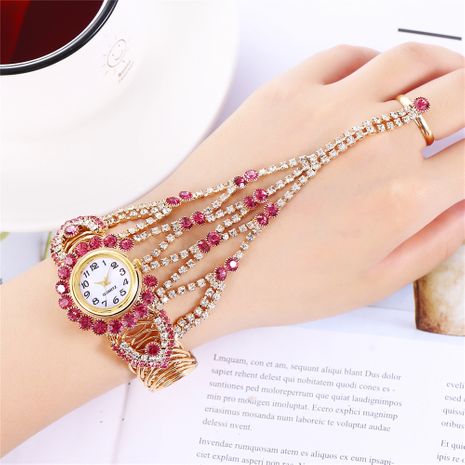 new  luxury ladies full diamond claw chain  watch's discount tags