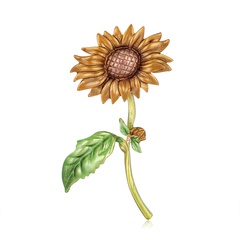 Creative painting oil sunflower brooch