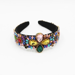 palace fashion diamond-studded colored gems big flowers headband