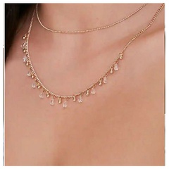 Korean  alloy diamond double-layer necklace
