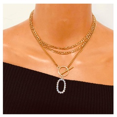 trend exaggerated geometric oval pendant necklace