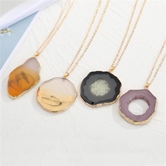 exaggerated personality imitation agate rough resin necklace