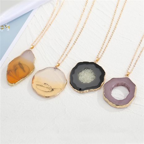 exaggerated personality imitation agate rough resin necklace's discount tags