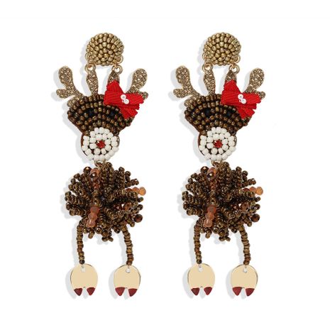 Christmas series fashion beaded elk earrings's discount tags