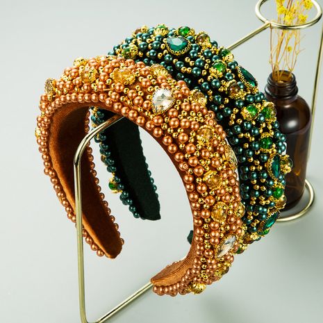diadema de esponja de franela con tachuelas de perlas de gypsophila de moda's discount tags