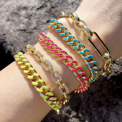 new hip-hop dripping oil color Cuban chain bracelet's discount tags