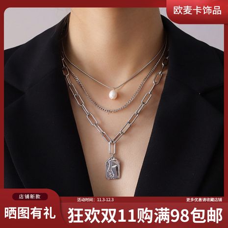 fashion all-match  three-layer irregular freshwater necklace's discount tags