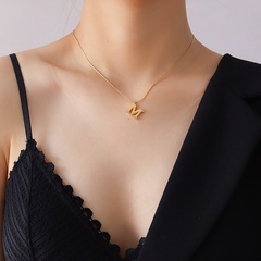 hammer square pattern superfine clavicle chain M English letter necklace