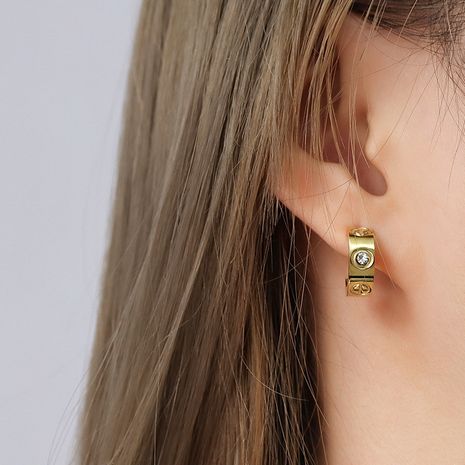retro geometric zircon titanium steel earrings's discount tags