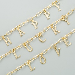 Nuevo collar de letras inglesas de oro real chapado en cobre con piedras preciosas de colores 26