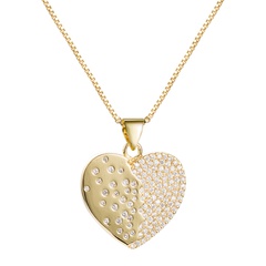 copper plated 18K gold micro-inlaid zircon heart-shaped necklace