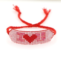 Miyuki  rice bead woven pink love letters handmade beaded bohemian bracelet