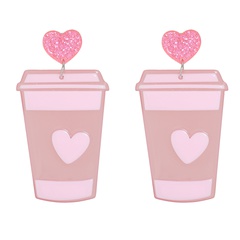 pendientes de taza de té de leche rosa acrílico