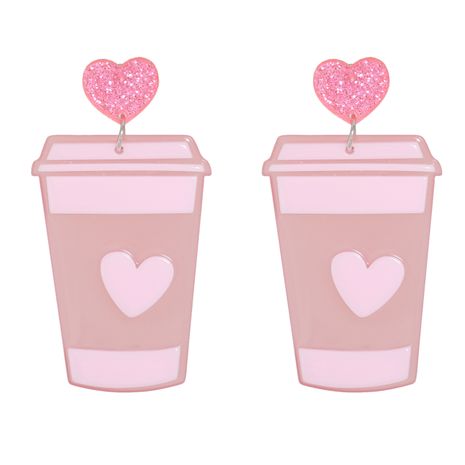 acrylic pink milk tea cup earrings's discount tags