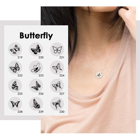 einfache Edelstahl Schriftzug Tierkette vergoldet Schmetterling Anhänger Großhandel's discount tags