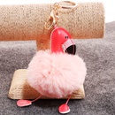 PU leather red mouth flamingo fur ball keychainpicture43