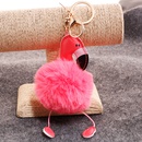 PU leather red mouth flamingo fur ball keychainpicture44