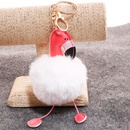 PU leather red mouth flamingo fur ball keychainpicture45