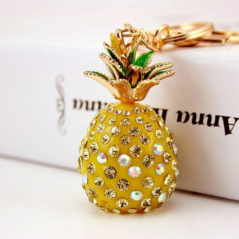 resin diamond-studded pineapple alloy keychain's discount tags