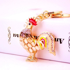 Creative cute diamond opal zodiac chicken keychain