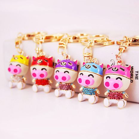 fashion cute cartoon diamond zodiac pig keychain NHAK282269's discount tags