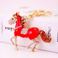 Porte-clés cheval zodiaque diamant mignon mode