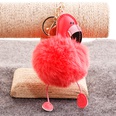 PU leather red mouth flamingo fur ball keychainpicture74