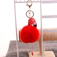 PU leather red mouth flamingo fur ball keychainpicture79