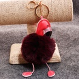 PU leather red mouth flamingo fur ball keychainpicture84