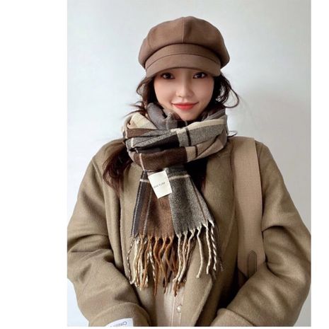 plaid thickened warm long scarf's discount tags