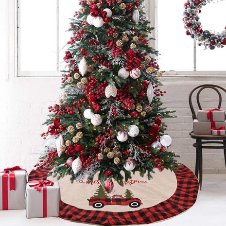 Weihnachtsbaum Rock Plaid Stoff unten verkleiden Baum Schürze's discount tags