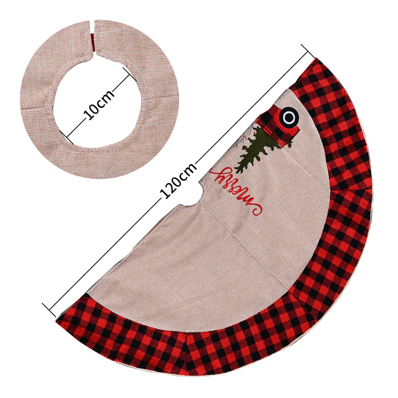 Christmas Tree Skirt Plaid Cloth Bottom Dress Up Tree Apron