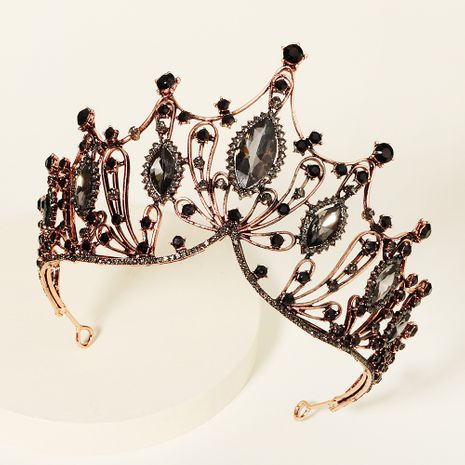 Corona de boda de diamantes de imitación de aleación de corona negra retro barroca's discount tags