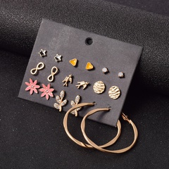 fashion bohemian leaf earrings set 9 pairs
