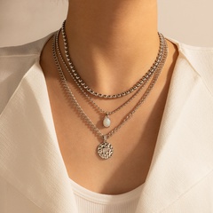 bohemian three-layer alloy necklace