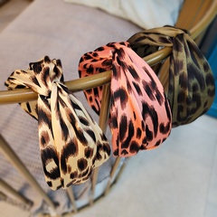 leopard print cross-knot wide-brim retro headband