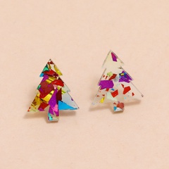 new Christmas  color sequined acrylic Christmas tree earrings