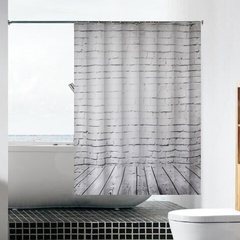 Rideau de douche d'impression de mur de brique grise de douche imperméable de polyester