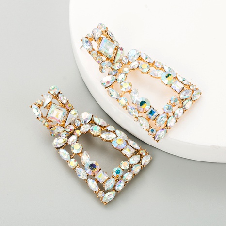 fashion square hollow alloy inlaid rhinestone earrings's discount tags