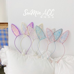Korean  crystal sequin rabbit ears cartoon cute  headband