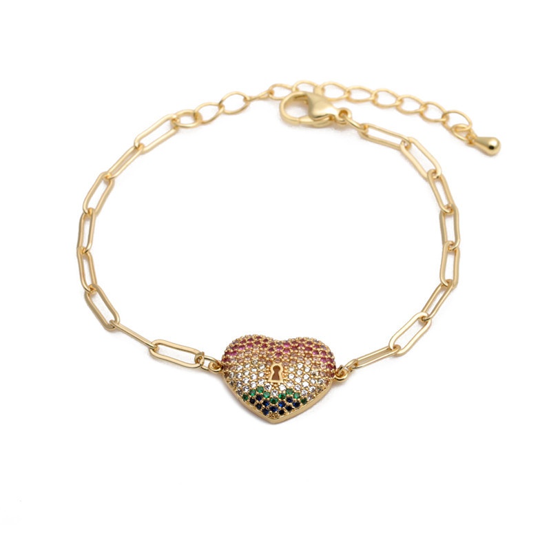zircon peach heart adjustable bracelet