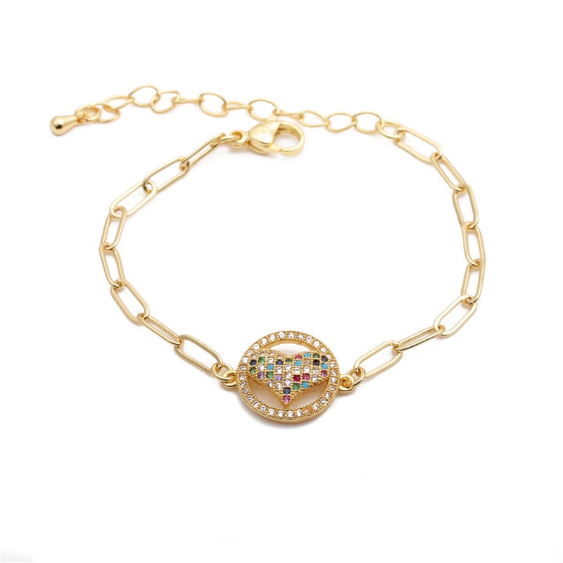 zirconium peach heart adjustable bracelet
