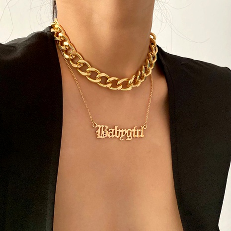 collar de doble capa con letra exagerada de moda's discount tags