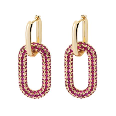 fashion retro geometric micro-inlaid zircon lock earrings's discount tags