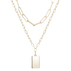 thick chain multilayer alloy punk style rectangular necklace