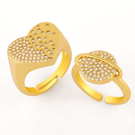 new heart-shaped inlaid zircon  fashion  planet open ring's discount tags