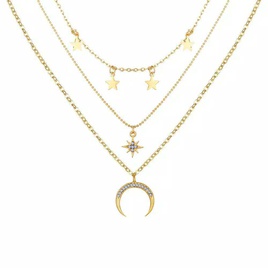 collier  pendentif croix lune en mtal multicouchepicture57