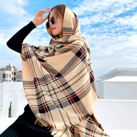 Plaid thickening tassel scarf's discount tags