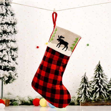 Décoration de Noël Bas Elk à carreaux rouge et noir NHHB285399's discount tags