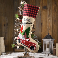 Christmas decorations linen lattice socks gift bag